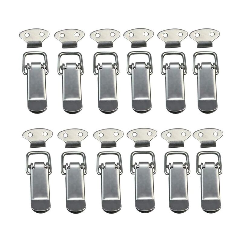 12 pcs Loquet à Bascule Fermoir à Ressort avec Crochet Fermeture à Ressort en Acier Inoxydable pour Coffret, Boîte, Tiroir, Armoire, Trousse