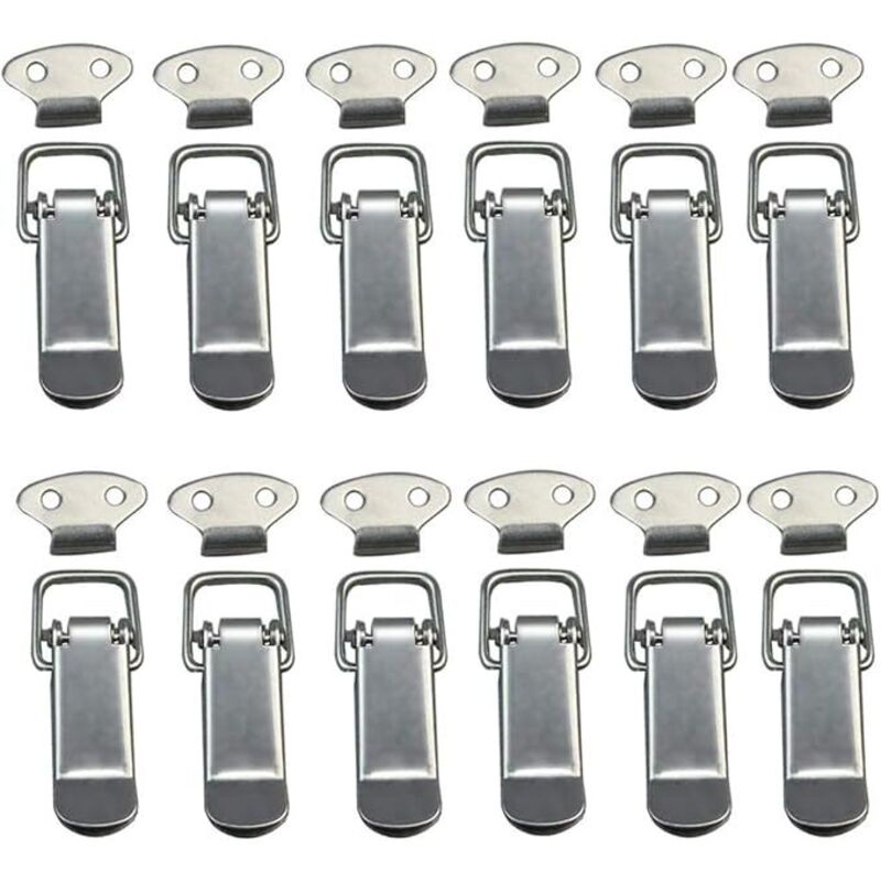Linghhang - 12 pcs Loquet à Bascule Fermoir à Ressort avec Crochet Fermeture à Ressort en Acier Inoxydable pour Coffret, Boîte, Tiroir, Armoire,