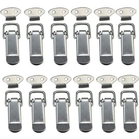 12 PCS Loquet à Bascule Fermoir à Ressort avec Crochet Fermeture à Ressort en Acier Inoxydable pour Coffret, Boîte, Tiroir, Armoire, Trousse médical,Fermeture à Levier, Loquet à Ressort,