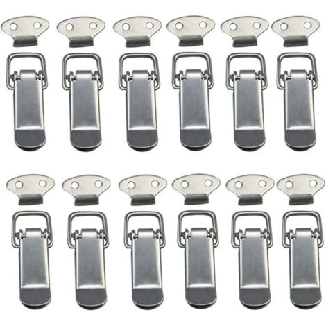 12 PCS Loquet à Bascule Fermoir à Ressort avec Crochet Fermeture à Ressort en Acier Inoxydable pour Coffret, Boîte, Tiroir, Armoire, Trousse médical,Fermeture à Levier, Loquet à Ressort,