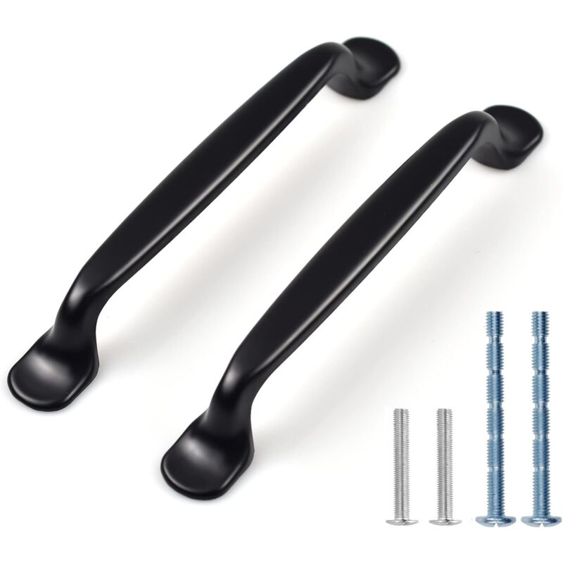 12 Pcs Noires Cuisine Poignée, Poignées de Meuble, Poignées de Placard, Poignées de Tiroir Avec 2 Vis De Taille, Parfait Pour Armoire De Meubles De