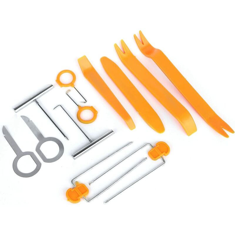 12 Pcs Outil Démontage autoradio Garniture Intérieure Voiture Installation Stéréo Outil Bordure Panneau de Porte Clip Retrait Kit Pry Outil
