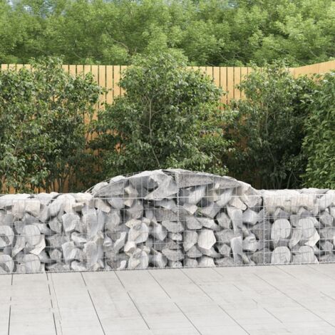 12 pcs Paniers à gabions  Clôture de jardin  Mur en Gabion  Cage à Pierres de Jardin décoratif arqués 300x50x60/80 cm fer galvanisé DBEB4675003