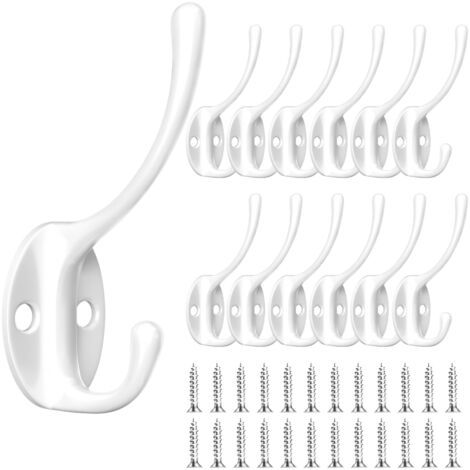 12 Pcs Patère Porte Manteau Murale Vintage Crochet Uniques Métal De Porte Chapeau Crochet Rétro Inox avec Vis pour la maison pour Porte-Manteau Salle de Bain Cuisine (Blanc)