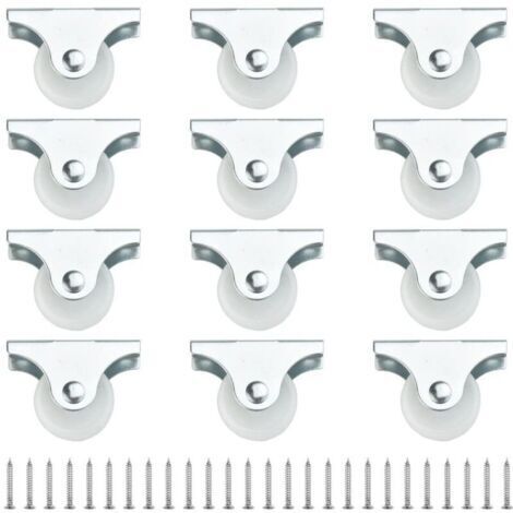 12 Pcs Petite Roulette pour Meuble 25 mm, Mini Roulettes Directionnels, Roulette Fixe en Plastique et Métal, Petites Roulettes à Visser non Pivotantes, pour Meuble Chariots Cabinet Armoire