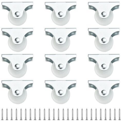 12 Pcs Petite Roulette pour Meuble 25 mm, Mini Roulettes Directionnels, Roulette Fixe en Plastique et Métal, Petites Roulettes à Visser non Pivotantes, pour Meuble Chariots Cabinet Armoire
