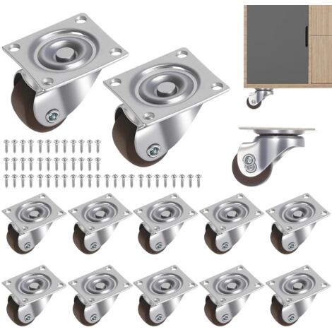 12 Pcs Petite Roulettes pour Meubles Lourds, 23 mm Mini Roulettes Pivotantes pour Meubles,Roulette Charge Lourde en Caoutchouc à 360 Degrés