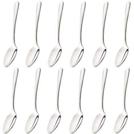 12 Pcs Petites Cuillères à Café,VIPITH Ovales en Acier Inoxydable Petites Cuillère(12.5cm)