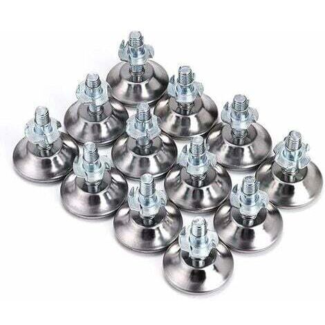 12 Pcs Pieds Vérin de Meuble, M10 x 24mm Pieds de Meuble Ajustables, Vis de Réglage pour Pieds de Meuble, Chaise, Table
