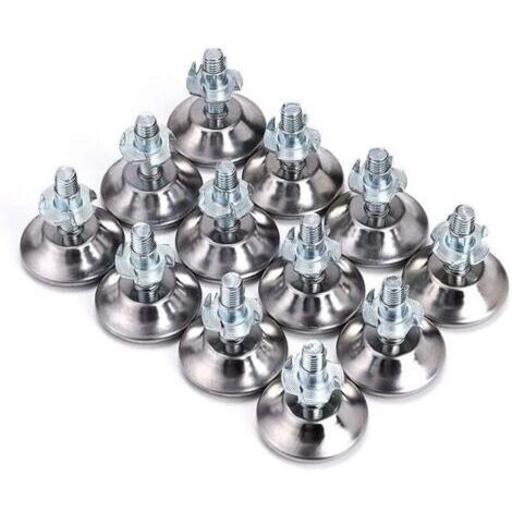 12 Pcs Pieds Vérin de Meuble, M10 x 24mm Pieds de Meuble Ajustables, Vis de Réglage pour Pieds de Meuble, Chaise, Table