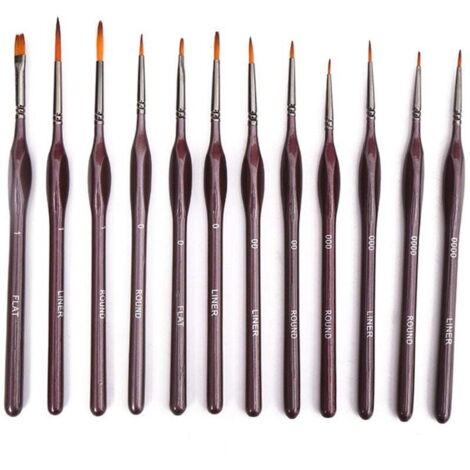 12 Pcs Pinceaux Fins Pinceaux Peinture Professionnels Pinceaux Miniatures pour Acrylique Huile