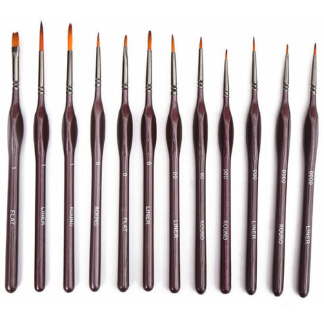 12 Pcs Pinceaux Fins Pinceaux Peinture Professionnels Pinceaux Miniatures pour Acrylique Huile