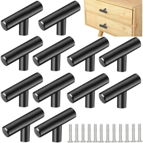 12 PCS Poignee de Meuble Cuisine Acier Inoxydable 5031mm Poigne Meuble T Bouton de Porte Argent Boutons de Tiroir Monotrou en