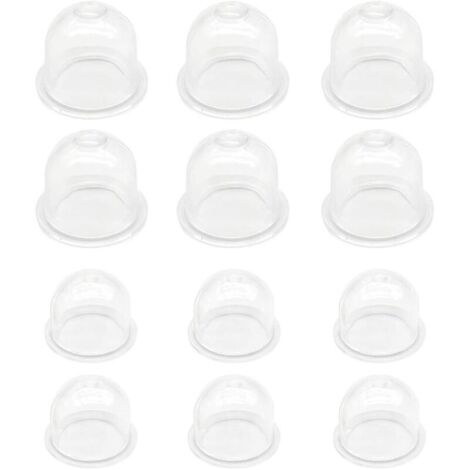 12 Pcs Pompe d'ampoule d'amorce Blanche 19 mm et 22 mm Tasse d'huile de Carburateur Transparente pour Tondeuse, Machine de haie, Scie à Essence, Ampoule d'amorce de Carburant de Ventilateur