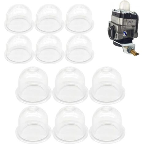 12 Pcs Pompe d'ampoule d'amorce Blanche 19 mm et 22 mm Tasse d'huile de Carburateur Transparente pour Tondeuse, Machine de haie, Scie à Essence, Ampoule d'amorce de Carburant de Ventilateur