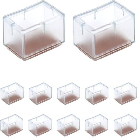 12 Pcs Protection Pied de Chaise Rectangle en Silicone pour Jambes de Chaise/Table/Sofa Largeur 24-30mm x Longueur 39-47mm