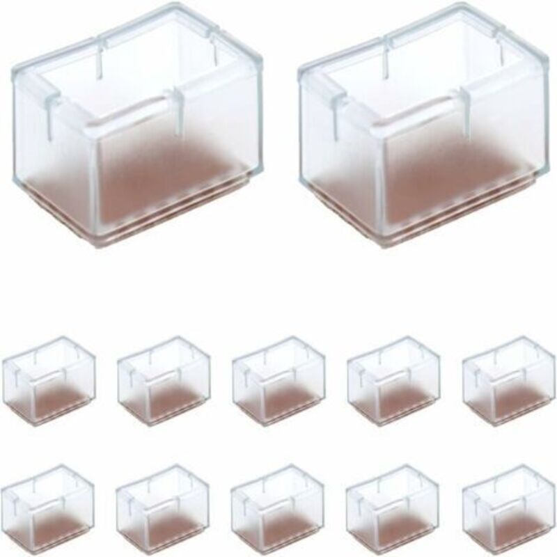 12 Pcs Protection Pied de Chaise Rectangle en Silicone pour Jambes de Chaise/Table/Sofa Largeur 24-30mm x Longueur 39-47mm