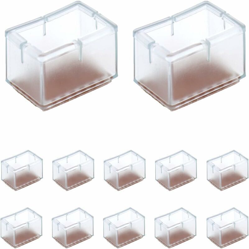 12 Pcs Protection Pied de Chaise Rectangle en Silicone pour Jambes de Chaise/Table/Sofa Largeur 24-30mm x Longueur 39-47mm
