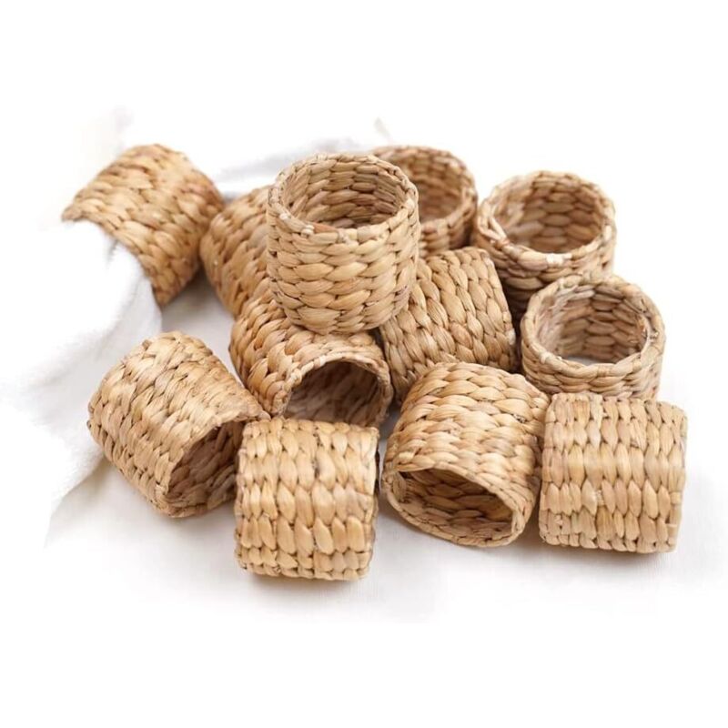 12 pcs ronds de serviette jacinthe, rustiques, pour décoration de table de mariage, Noël ou anniversaire