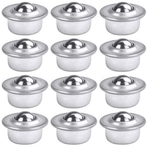 12 PCS Roulettes de Transfert avec Roulement à Billes Universels en Acier au Carbone Galvanisé Unité Roulettes à Billes Montées Charge Lourde pour Emballage Transmission Industrie