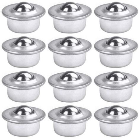 12 PCS Roulettes de Transfert avec Roulement à Billes Universels en Acier au Carbone Galvanisé Unité Roulettes à Billes Montées Charge Lourde pour Emballage Transmission Industrie