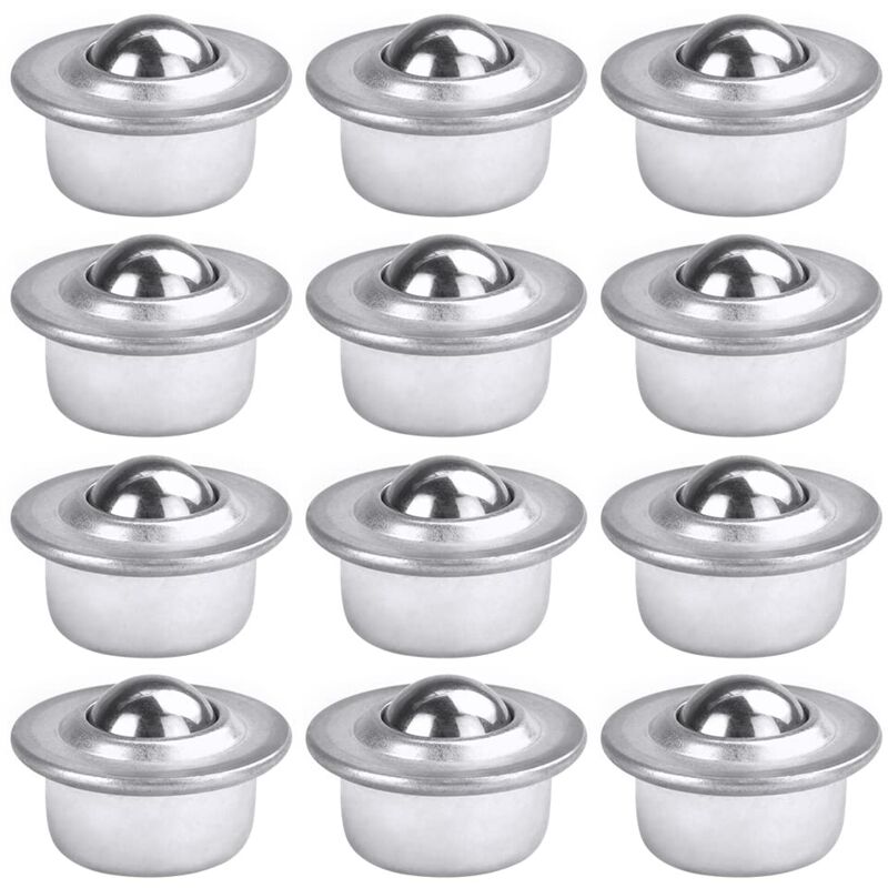 Tigrezy - 12 pcs Roulettes de Transfert avec Roulement à Billes Universels en Acier au Carbone Galvanisé Unité Roulettes à Billes Montées Charge