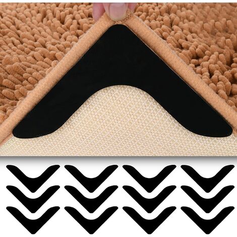  24 Pcs Non Slip Rug Pads Double Sided Rug Stoppers to Prevent  Sliding Stickers Flat Reusable and Washable Carpet Tape for Hardwood Floors  Mat Black Carpet Area Tile Corner (Heart) 