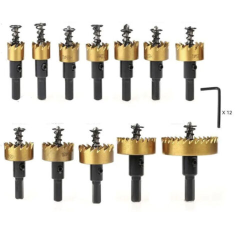 12 Pcs Scie À Cloche HSS Acier Cobalte Scie Cloche en Acier Inoxydable, Perçage De Métal pour Outils Électriques De Forage À Métaux 15Mm - 50Mm