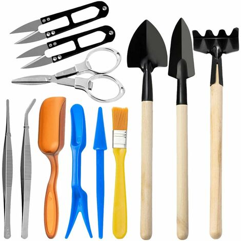 12 PCS Set di attrezzi per piantare il giardino Bonsai Succulente Trapiantare Fata in miniatura Mini Giardino Piantare Utensili manuali da giardinaggio per il giardino dell'ufficio domestico