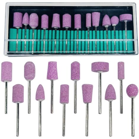 12 PCS Tige de Meulage, Tête de Meulage Montée sur Roue Abrasive Tête de Meulage de Meule Outils de Tige D'affûtage de Meule avec Tête de Pierre Abrasive