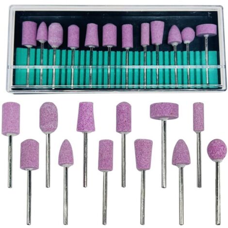 12 PCS Tige de Meulage, Tête de Meulage Montée sur Roue Abrasive Tête de Meulage de Meule Outils de Tige D'affûtage de Meule avec Tête de Pierre Abrasive