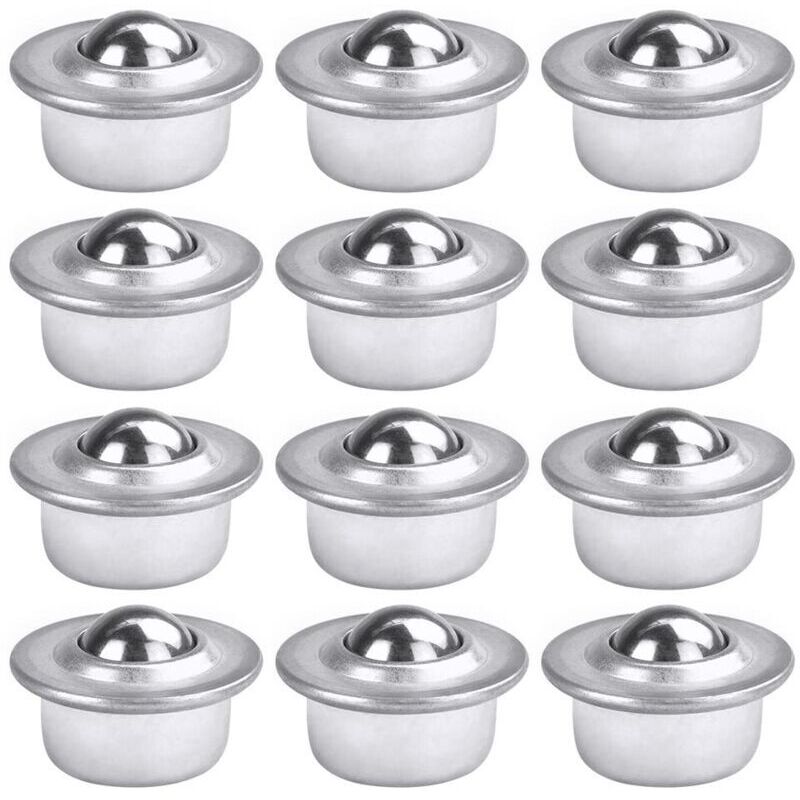 12 PCS Transfer Casters with Universal Ball Bearings in Galvanized Carbon Steel, Heavy Duty Mounted Ball Bearing Unit for Packaging, Transmission,