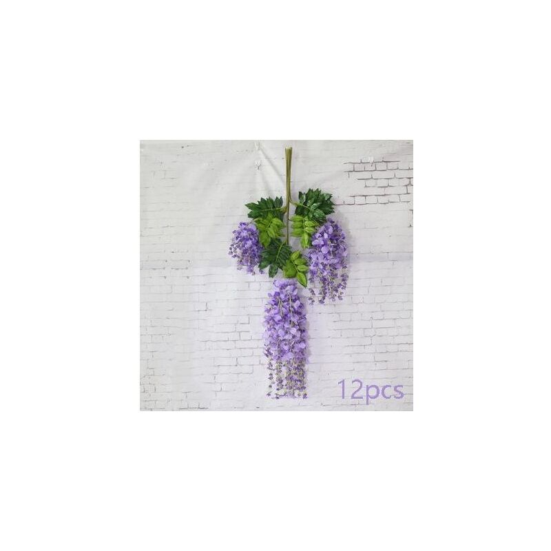 Choyclit - 12 pcs vignes de fleurs de glycine artificielles, vignes en plastique de fleurs de glycine de 110 cm de longueur, adaptées au mariage, à