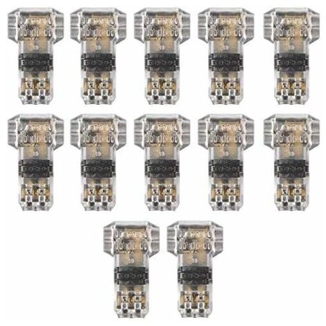 12 Pcs Wire Connectors 3 Way Cable Connectors 12V Low Voltage Electrical H2 Tap Splice Wire Connectors 2 Pin Universal Butt Splice No Wire Stripping Reqired for 20-22 AWG Electrical Wire