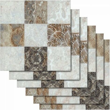 12 pegatinas para azulejos de mármol, autoadhesivas impermeables, decoración de pared para cocina y baño, 20x20cm (mármol)