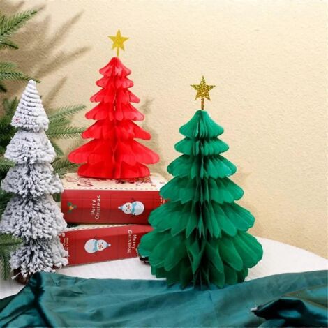 12 pendentifs en papier nid d'abeille pour sapin de Noël, décoration de table AGreen