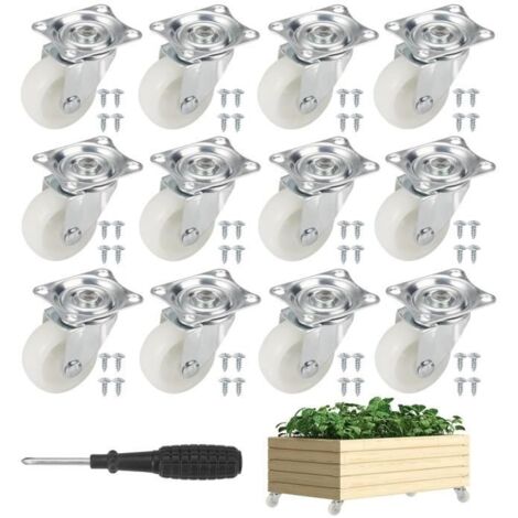 12 Petite Roulette Meuble ø 40mm,Roulettes pour Meubles Rotatives 360°,Tête Pivotante à Roulements à Billes Roulettes Charge Lourde