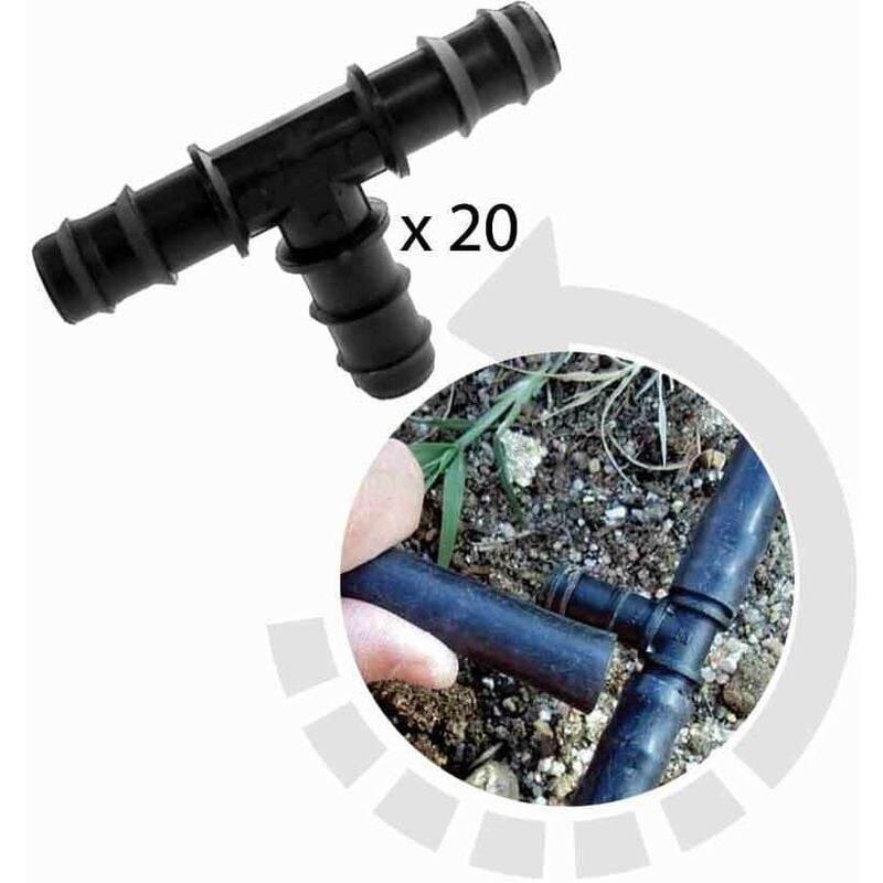 Tee portagomma per ala gocciolante o tubo irrigazione 20 pz - 16 mm