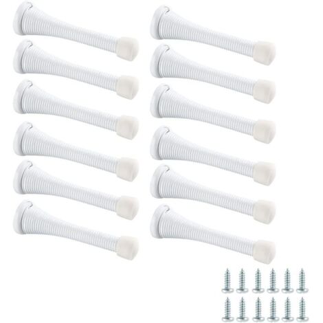 12 pezzi, con viti, bianco, fermaporta a molla, fermaporta manuale anti-schiacciamento per porte di sicurezza superiori