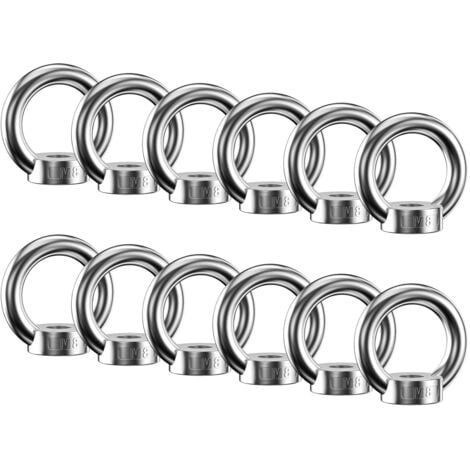 12 pezzi dado ad anello, dadi ad anello in acciaio inossidabile 304, dado ad occhiello M8, dadi ad occhiello, anelli di sollevamento, bullone ad occhiello per accessori di sollevamento e montaggio fun