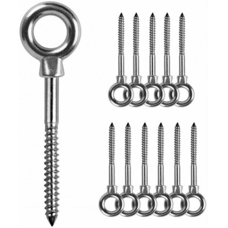 12 pezzi di bulloni ad occhiello, bullone ad occhiello M6 x 60 mm, anelli di sollevamento M6, bullone ad occhiello, acciaio inossidabile 316, gancio a vite, bullone ad occhiello M6