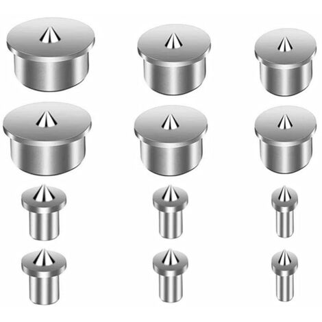 12 pezzi di punti di centraggio per tasselli di legno, perni di posizionamento per tasselli di legno, set di perni di perforazione per legno, strumento di allineamento per utensili di perforazione per