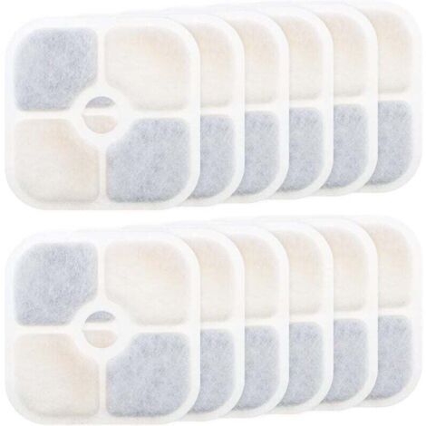 12 pezzi filtri sostitutivi per fontane animali, compatibili con Catit PIXI 43717 fontana per acqua di gatti, filtri per distributori di acqua, accessori, 8,4 × 8,4 cm