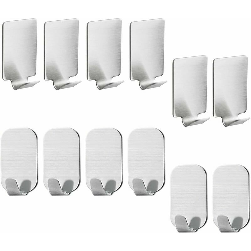 12 Pezzi Ganci Adesivi in Acciaio Inossidabile