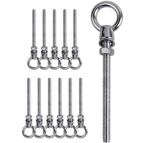 12 pezzi Golfare, Golfare M8 x 80mm, Anello di sollevamento M8, Golfare in acciaio inox 304, Golfare a vite con gancio M8