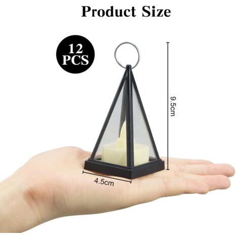 12 pezzi Lanterna a candela a LED 8x4,5 cm Lanterna a candela in plastica Mini lanterna a LED Portacandele per esterni con candela a LED senza fiamma per patio Giardino Decorazione per matrimoni - con