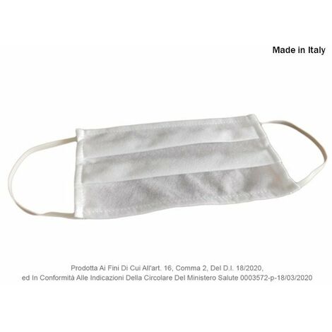 12 Pezzi Mascherina Tessuto TNT Colore Bianco Made in Italy