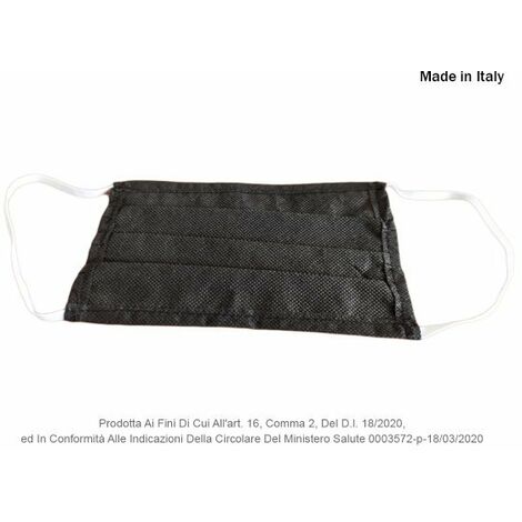 12 Pezzi Mascherina Tessuto TNT Colore Nero Made in Italy