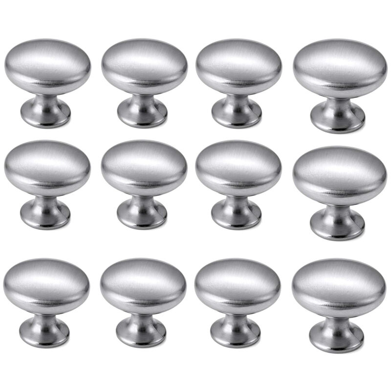 Image of 12 Pezzi Pomelli per Mobili, Rotonde Maniglie per Porte da 30 Mm, Pomolo per Mobile in Alluminio per Cassetti Armadi da Cucina - Argento