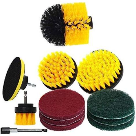 12 pezzi/set di spazzole per trapano, set di tamponi abrasivi, potenti spazzole per la pulizia con kit di tamponi per lucidatura auto di lunga durata-A